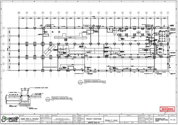 Processing Plant Trench Drain Layout DWG 6000 Grid Detail Plan