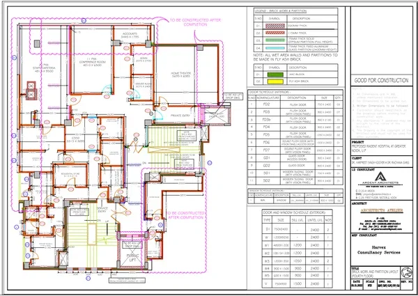 Proposed Resident Hospital Brick Work Layout DWG Fourth Floor Plan