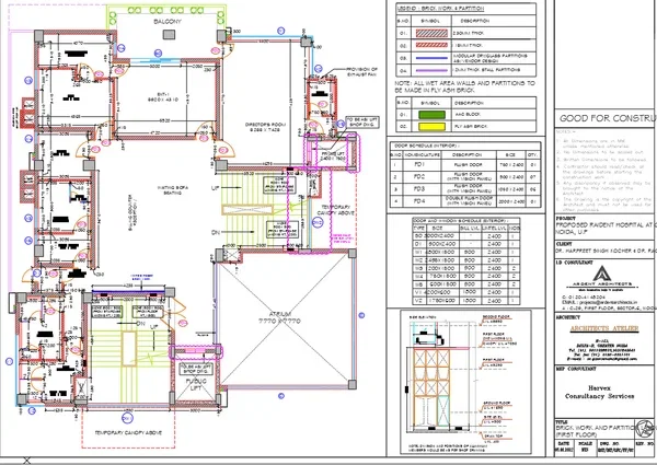 Resident Hospital Plan 7770x7770 Atrium Brick Layout DWG files
