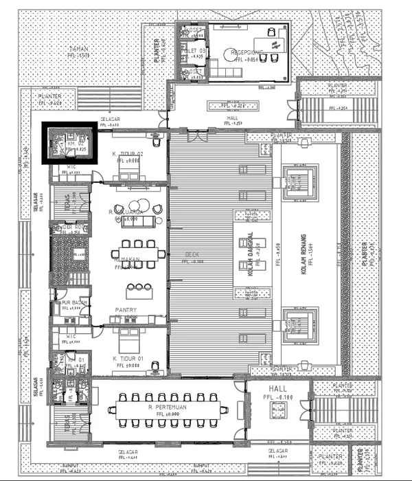 Residential Bungalow Layout DWG Plan With Room Dimensions Detail