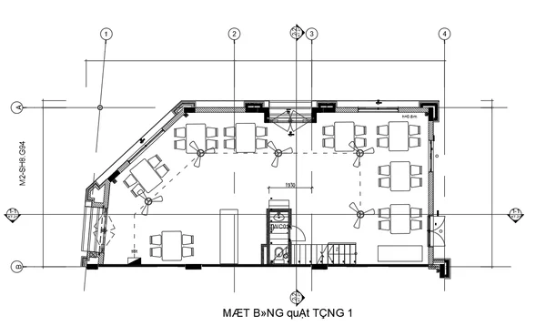 Restaurant Dining Area DWG Plan 1900 mm WC Layout 1 100 Scale