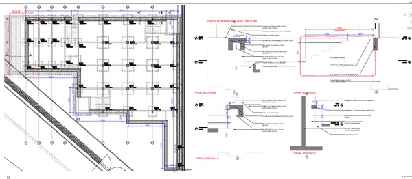 Retaining Wall Layout at Plinth Proposed Plant Layout DWG Detail