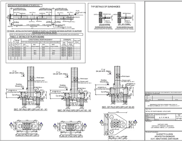 S I Thana Complex Footing DWG 230x350 Beam 300 Dia Pile Detail