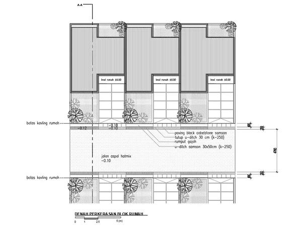 Sawung Garden Residence Elevation 4700mm Road Detail DWG files