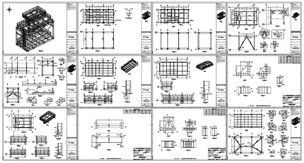 Skid Platform Structure DWG With Frame Layout And Dimensions