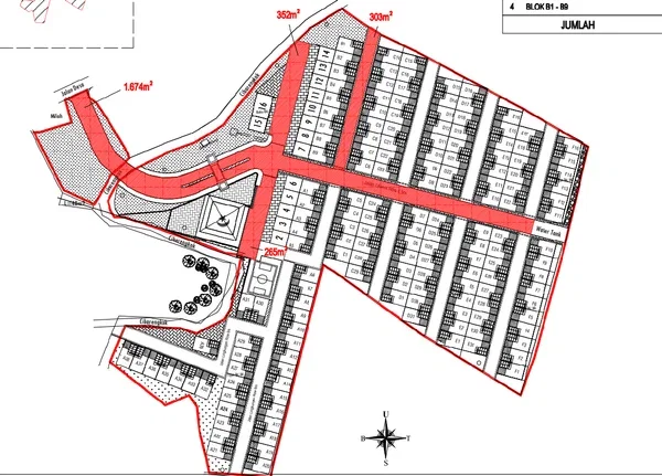Society Plotting And Design DWG Layout With Road Sizes Details