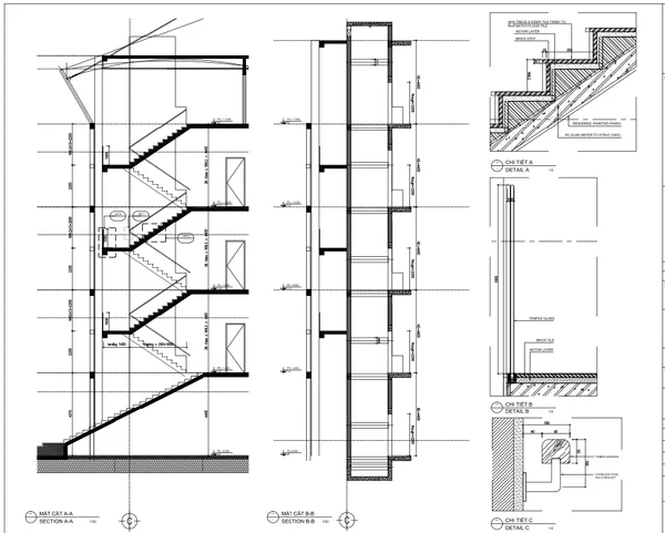 Stair Lift Detail DWG Staircase Section A B With Riser Sizes
