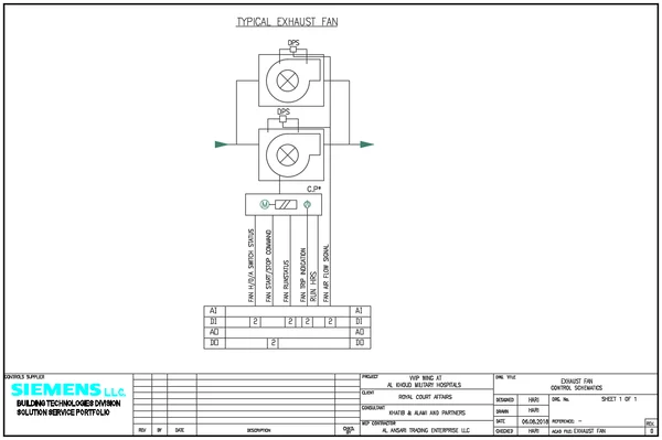 Typical Exhaust Air Fan Control DWG With DPS Run Status Signal