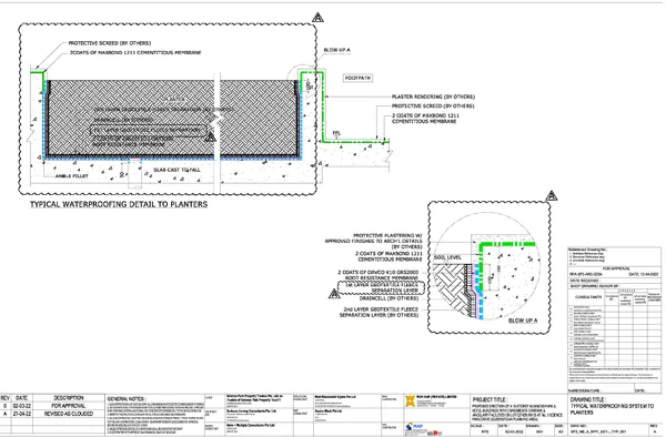 Typical Waterproofing System To Planters Basements Carpark DWG