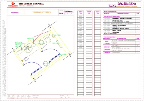 Visitor Patient Toilet DWG Layout With 1.90 Scale Plan Detail