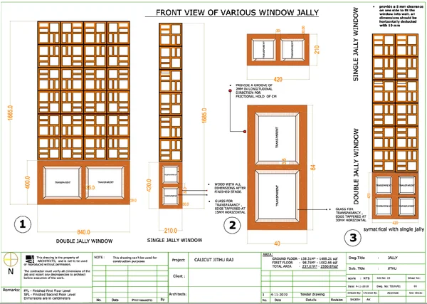 Window Jally Design 1665x840 Double 1685x210 Single DWG Plan