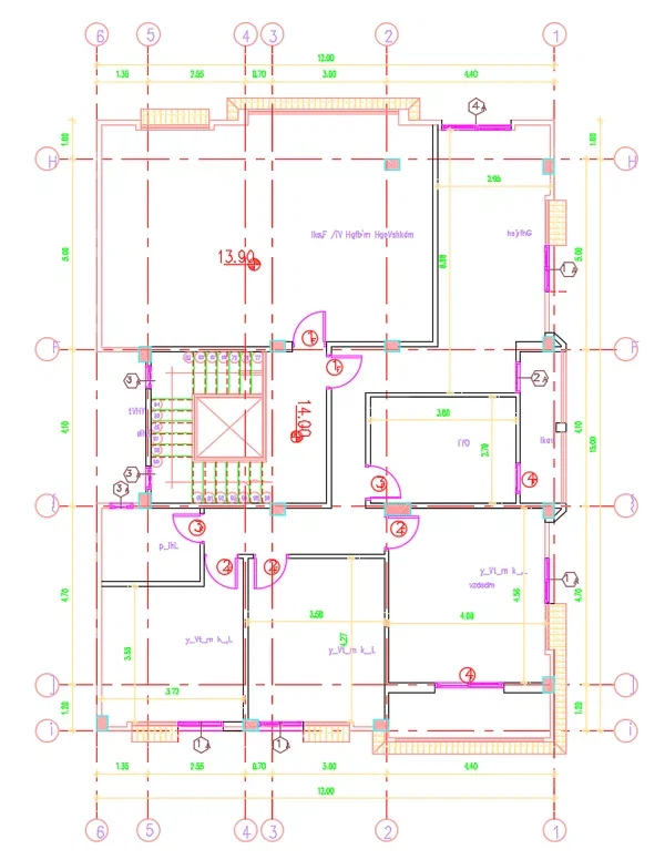 12m Residential Floor Plan Layout AutoCAD DWG Design Drawing