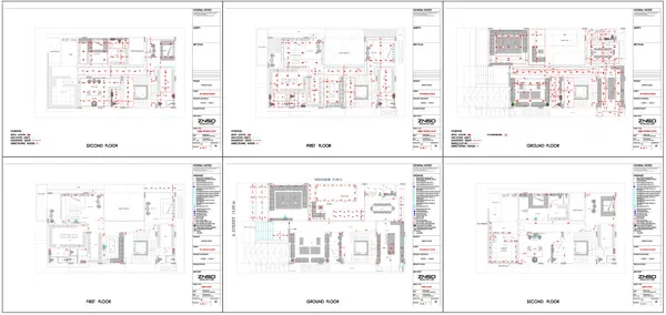 3 Floor Bungalow Interior Ceiling Layout DWG Plan Design Detail