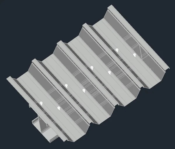 3D Corrugated Roof Sheet DWG Structural Connection Detail Model