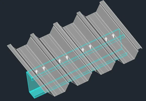 3D Metal Roof Sheet Connection DWG Structural Detail Model Plan