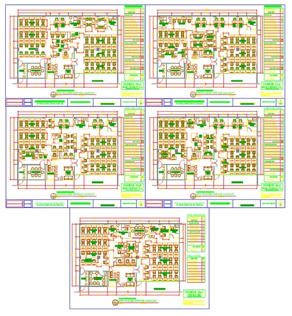 6th Floor Office Renovation DWG Layout Plan With Furniture files
