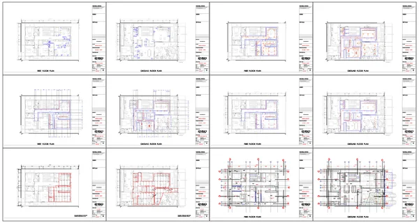 Bungalow Interior Electrical Tile Layout DWG Ground First Floor