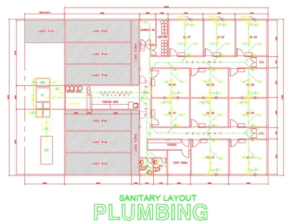 Commercial Plumbing Layout AutoCAD DWG Sanitary Design Plans