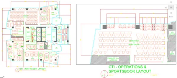 CTI 29th Floor Operations Sportsbook Office Layout AutoCAD DWG File