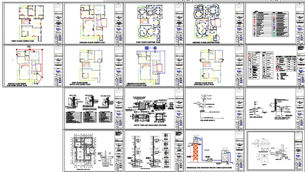 Duplex House Layout DWG Plumbing Electrical Plan 10m x12m dwg files