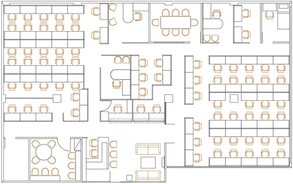 Free Modern Office Layout Plan AutoCAD DWG Workspace Interior