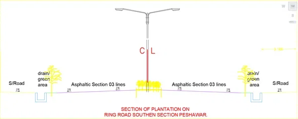 Free Ring Road Plantation Section AutoCAD DWG Design Plan layout