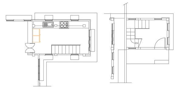 Free Small House Floor Plan and Stair Layout DWG File download