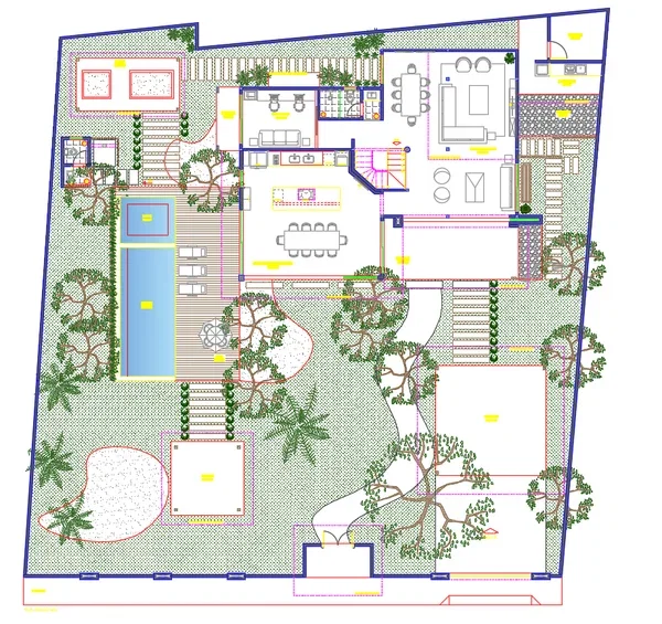 Luxury Residential Landscape Site Plan AutoCAD DWG Design Layout