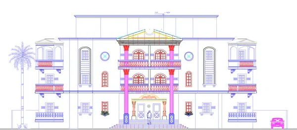 Luxury Villa Front Elevation Design AutoCAD DWG Layout plans