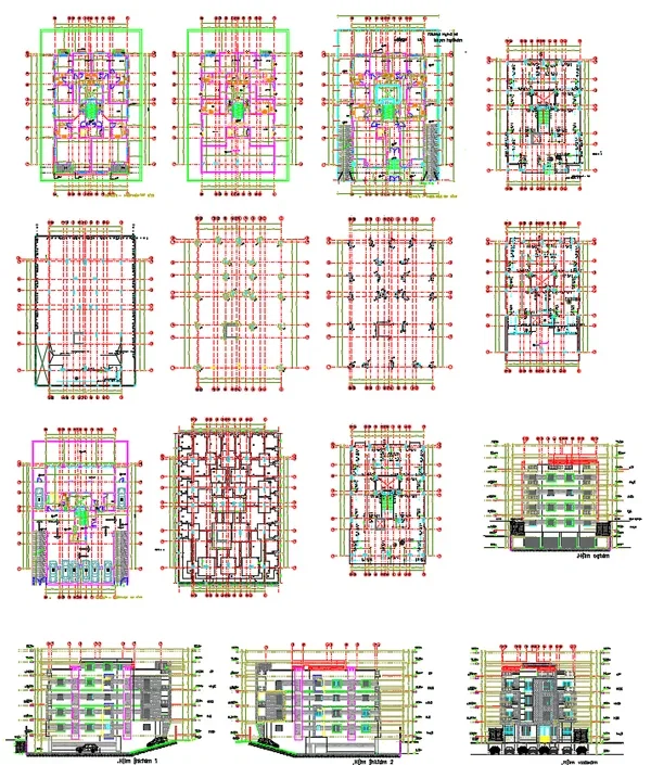 Multi Storey Apartment Building CAD Drawing Layout and Elevation