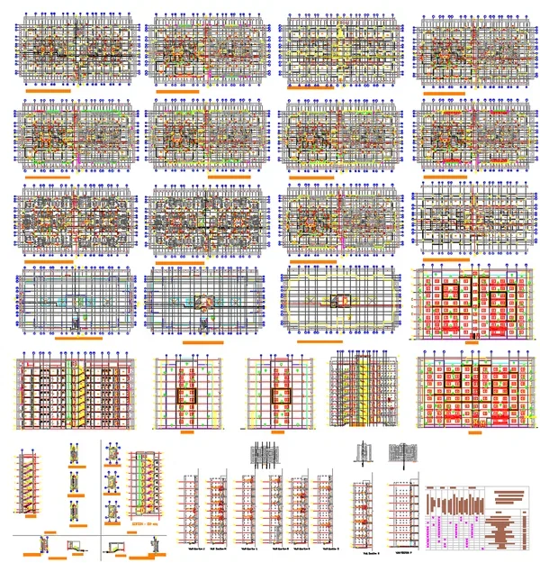 Residential Building Floor Plans DWG 180 Sqm Multi Level Layout