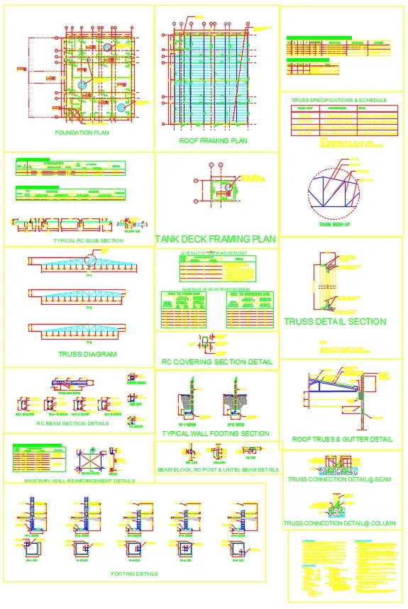 Residential Structural Foundation and Roof Framing DWG Plans