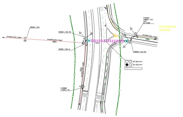 Road Electrical Utility Relocation AutoCAD Layout Plan DWG files