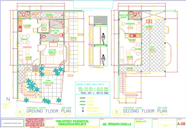 Two Storey Residential Floor Plan AutoCAD DWG Layout Designs