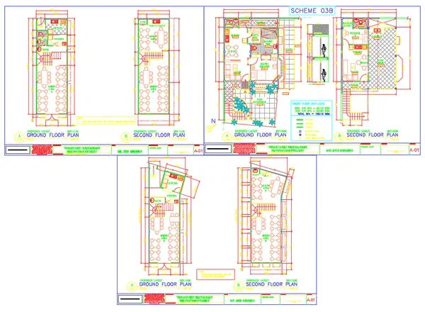 Two Storey Restaurant Renovation Floor Plan DWG Design files