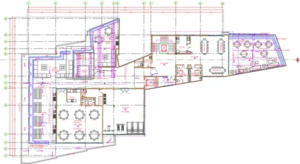 Commercial Facility Floor Plan DWG with Gym Dining and Offices