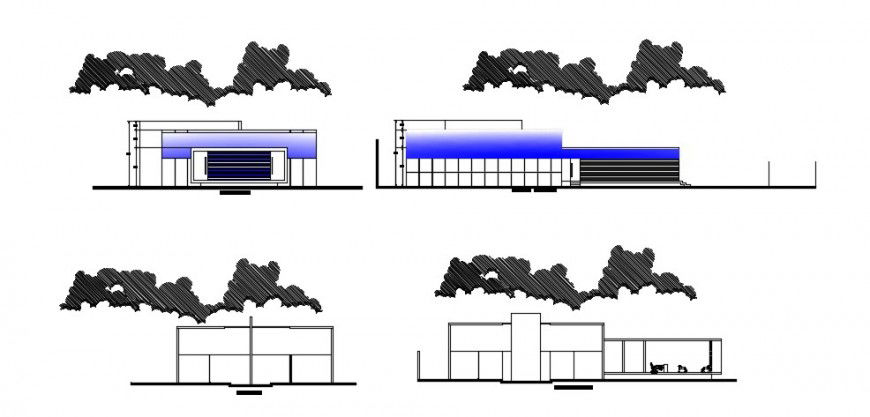    2d cad drawing of Architecture workshop elevation front auto cad software
