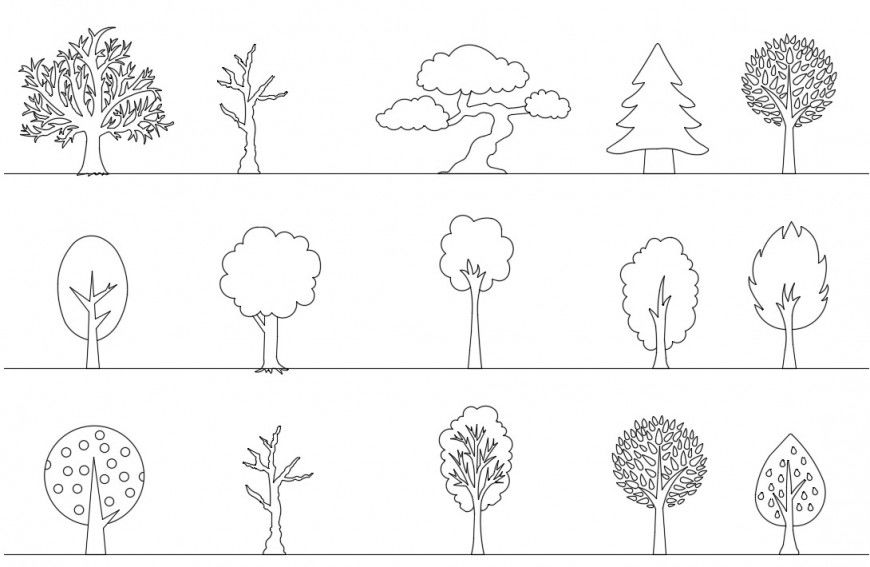   CAd drawings details of decorative  trees