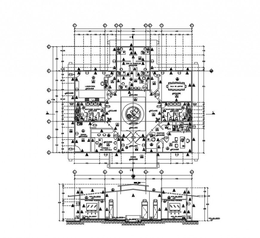 2 d cad drawing of Administration building auto cad software