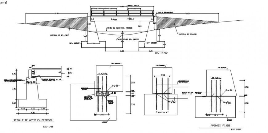 2 d cad drawing of Bridges types of beam plan auto cad software