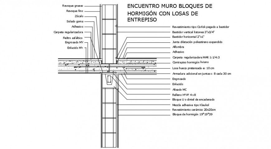 2 d cad drawing of Connection wall slab auto cad software