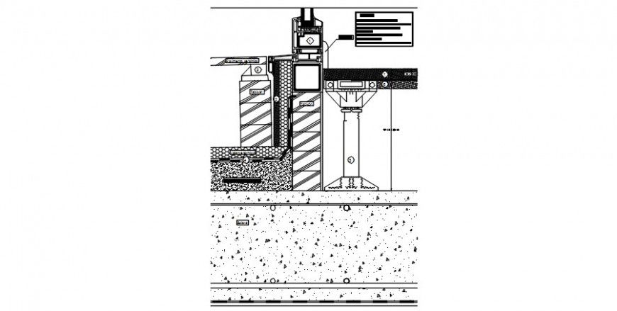  2 d cad drawing of Curtain wall brick detail auto cad software