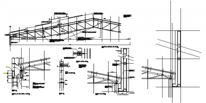 2 d cad drawing of Detail metallic roof auto cad software