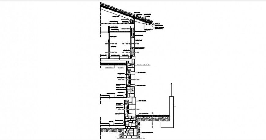 2 d cad drawing of Detail section in facade auto cad software