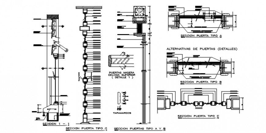  2 d cad drawing of Drum door section and elevation auto cad software