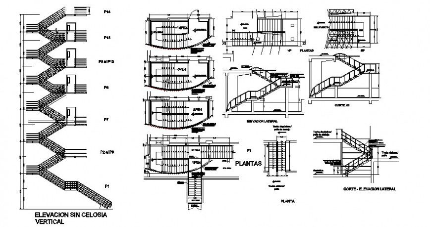 2 d cad drawing of Emergency staircase detail auto cad software