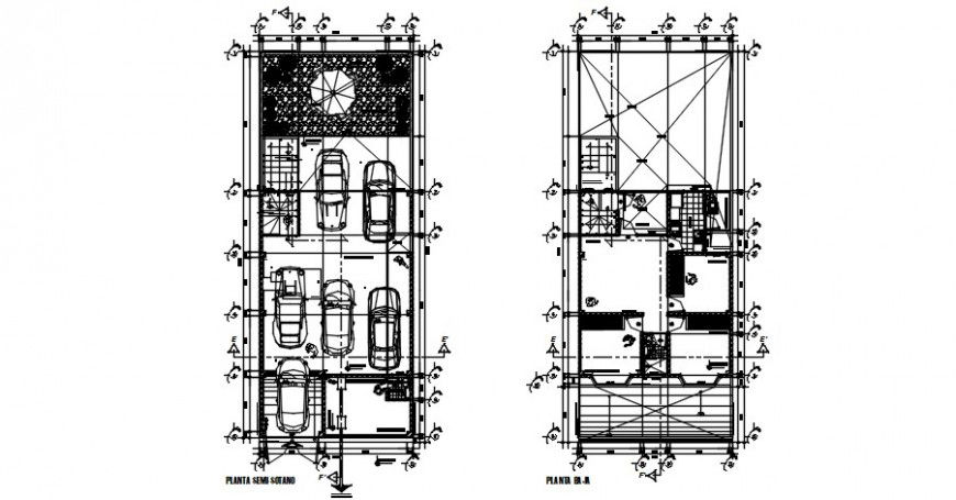 2 d cad drawing of Housing car parking slot auto cad software