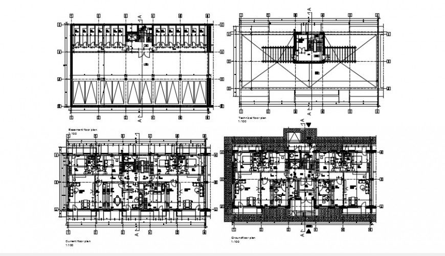 2 d cad drawing of Multifamily living area auto cad software