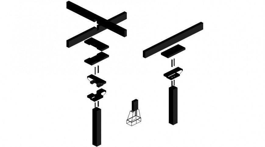 2 d cad drawing of Wooden column detail auto cad software