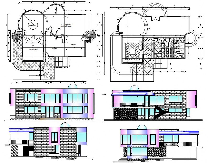 2 story architecture residential cad file